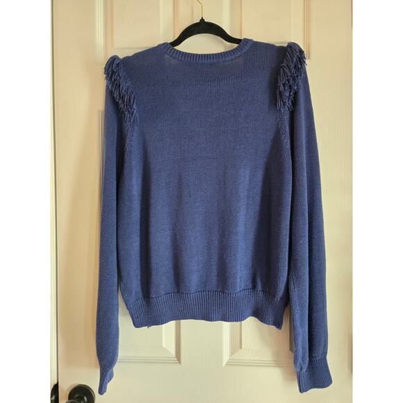 Lilly Pulitzer Women's Sweater  Blue Long Sleeve Fringe Shoulder V-Neck  Size XL - Picture 2 of 8